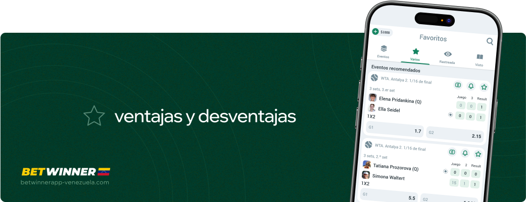 Ventajas y desventajas Betwinner APP Venezuela