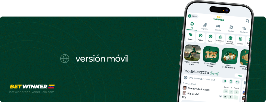 Versión móvil Betwinner APP Venezuela